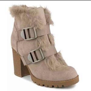 Sugar Rattle Fuzzy Heeled Hiker Boot